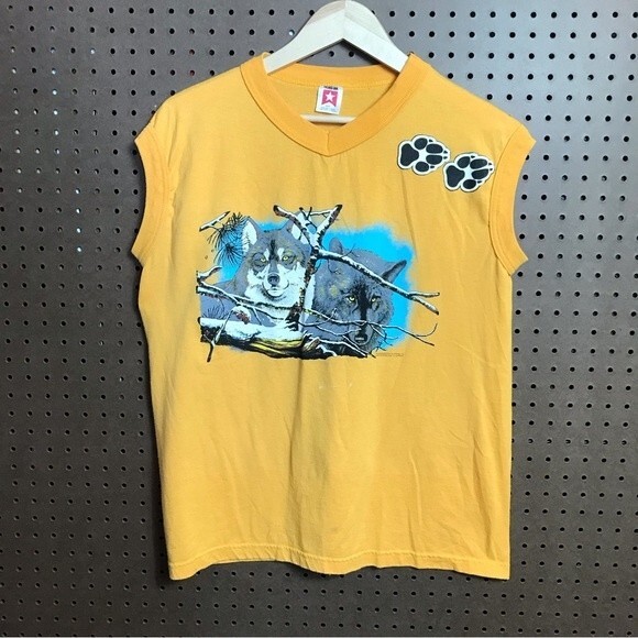 Vintage Bomark wolf sleeveless tshirt - Picture 1 of 13